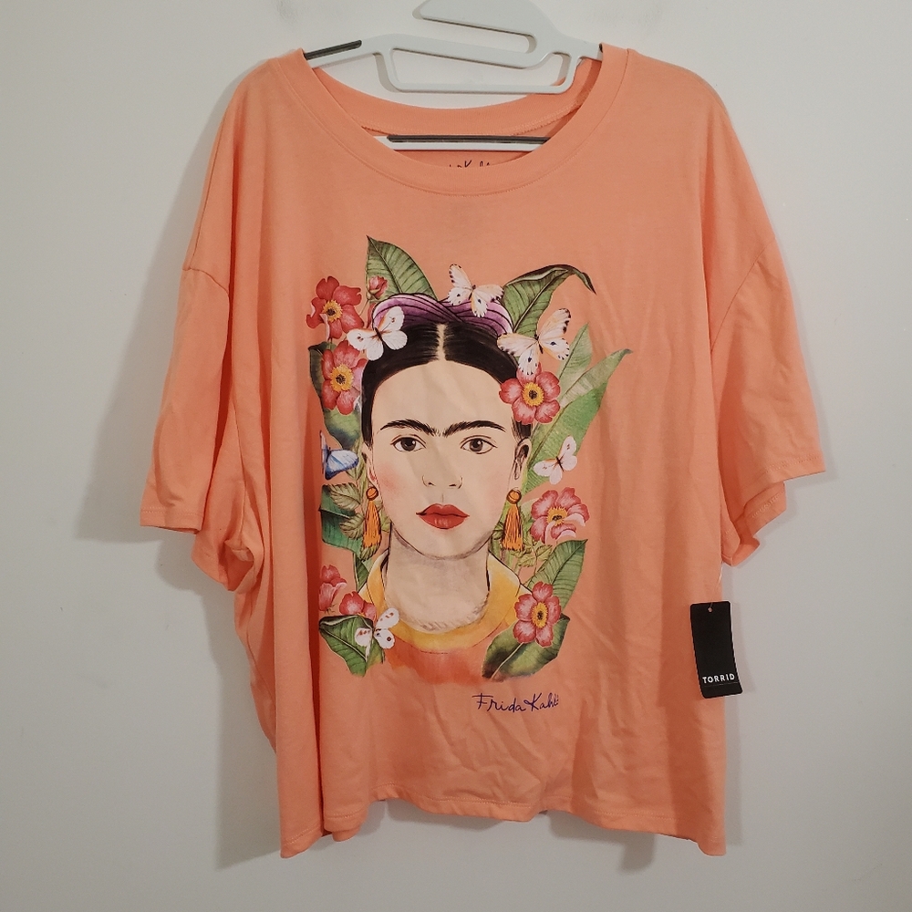 Torrid Frida Kahlo Relax Fit Crop Crew Tee NWT Size 3X 22 - 24 Boho Artsy Women - Picture 8 of 11